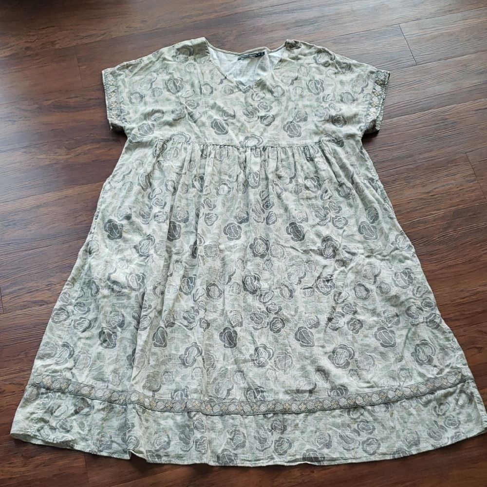 Gudrun Sjoden Rose Floral Cottagecore Prairie 100% Cotton Dress Size XL